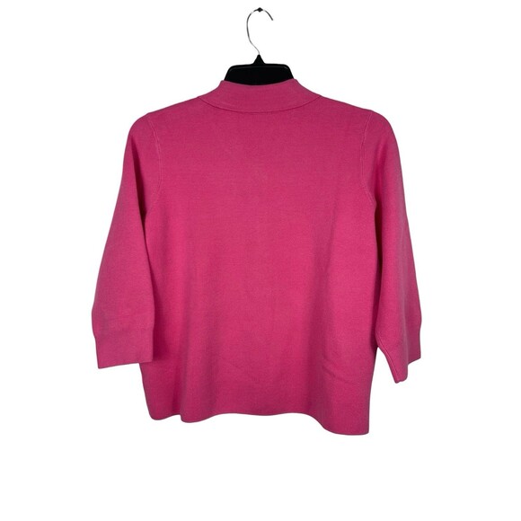 Talbots Plus X Pink Collared Sweater Top Gold Button Preppy Cropped Country Club - Picture 2 of 13